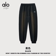 Alo Washed Foot-Leggings Sweatpants Men's Fleece-Fleece Thickened Street Wear Men's Casual Pants