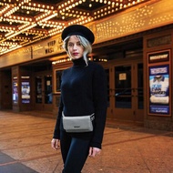 美國 TRAVELON | 皮革拼接防盜斜背腰包(黑) | RFID 防割 單肩包