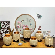 Tea Jar Tea Jar/Dry Tea Jar Tea Container Copper Lid Fire Enamel Color Changing Volcanic Stone
