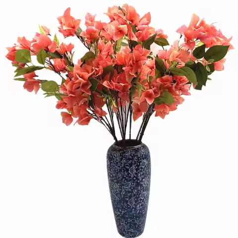 6pcs Artificial Bougainvillea Flower Stem 3 Forks Silk Bougainvillea Spectabilis Blossom Tree Branch
