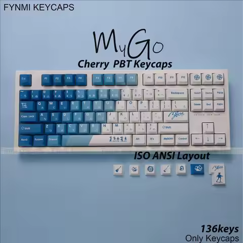 New MYGO ISO ANSI Layout Cherry PBT Keycaps 136 keys Dye-Sublimation 5 Face keycaps