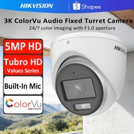 Hikvision CCTV Camera 3K 5MP 24/7 ColorVu Audio Built-in Mic IP67 Waterproof Turret