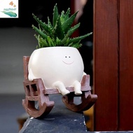 NGGFH Cute Succulent Pot Resin Personalized Flower Head Planter Succulent Holder Mini Plant Pot Home Decor