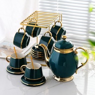[14-in-1 Set] Coya Cozy TP10 Premium Nordic Royal Style Ceramic Porcelain Tea Pot Cup Plate Set c/w 