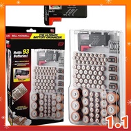 Battery Organizer Storage Case with Hinged Clear Cover Removable Battery Tester Holds 93 Batteries f