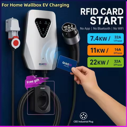 Type 2 EV Charging Station 7.4KW 11KW 22KW Wallbox EV Charger Adjust Current Timer IEC62196-2 For Hy