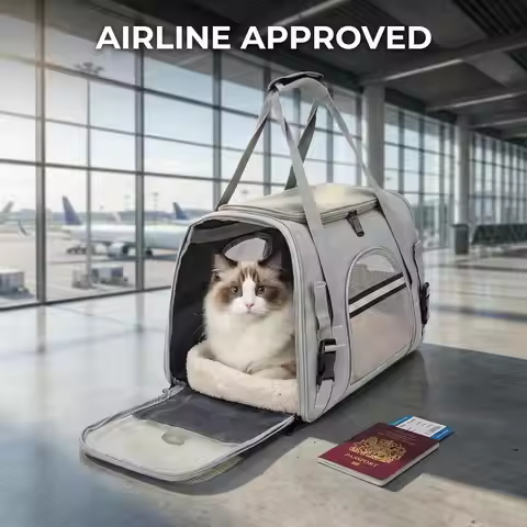 Airline Approved Pet Carrier Soft Sided Cat Dog Travel Bag Breathable Mesh Portable Foldable Puppy K