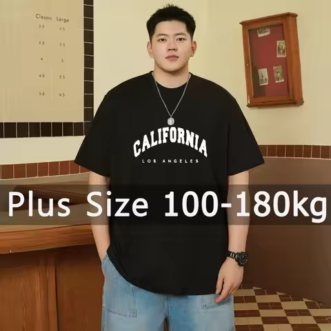 Mens T Shirts Printed Tee Plus Size 110-180kg 5XL 6XL 7XL Black T-shirt Round Neck Short Sleeve Over