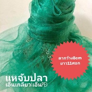 แห แหเอ็นพีอี แหเอ็นเกลียว ขนาด 8 cm. ความยาว 10 - 12 ศอก แหจับปลา สายเอ็นพีอี แหจับปลาขึ้นเพลาแล้วพ