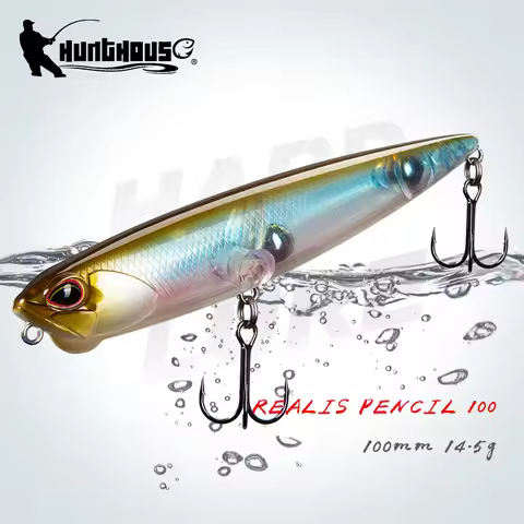 Hunthouse REALIS PENCIL 100mm/14.5g Topwater Floating Fishing Lure Swim Crankbait Whopper Pesca Arti