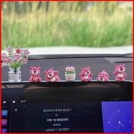 SY2 Cute Lotso Car Ornament Strawberry Bear Gypsophila Tulip Begonia Flower Figure Dolls Gift For Gi