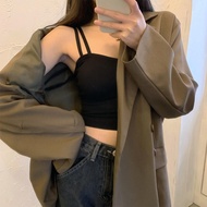 Anna X551 ️ Spaghetti Strap Top Short Tight-Fitting Solid Color Small Size Fashionable For Women Wea