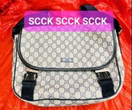 GUCCI 男士經典帆佈郵差包 藍色
