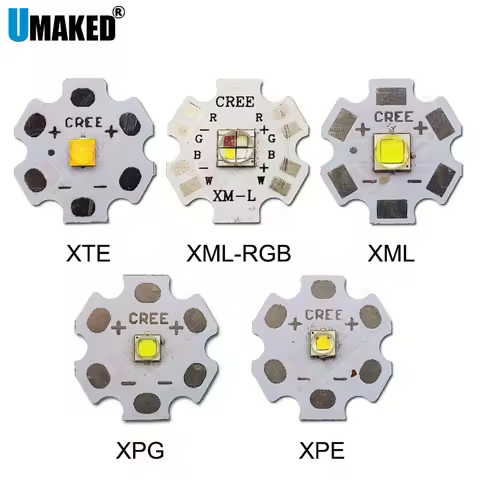 50PC 3W 5W 10W CREE XML XPE T6 LED Emitter diode bead WW/W/R/G/B/RGB High Power LED chip on 16mm 20m