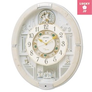 Seiko Clock wall clock, clock with a rotating pattern, radio-controlled clock, analog, rotating, triple selection, melody, rotating decoration, ivory marble pattern, RE576A