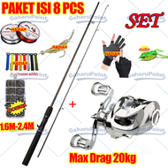 (beli 1 dapat 7) Joran Pancing 1 Set Reel Besi / pancing 1 set lengkap kuat / joran bc casting 1 set
