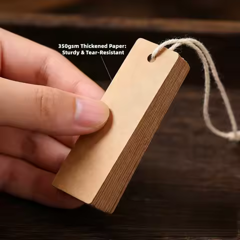 350gsm Thick Kraft Paper Hang Tags 2x7cm Blank Pre Threaded String Price Labels Handmade Craft Retai