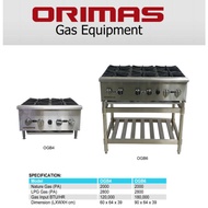 ORIMAS Commercial Heavy-duty SUS 4 - 6 Open Burner Cooktop Free Standing Low Pressure LPG Gas Burner