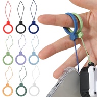 ซิลิโคนป้องกันการสูญหายสายรัดข้อมือแหวนใส่นิ้วกุญแจเคสโทรศัพท์มือถือเชือกเส้นเล็กนุ่มสามารถใส่ได้กับ iPhone Samsung ดิสก์ Mi U