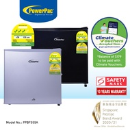 PowerPac 50L Bar Fridge with Lock, shelves, anti-bac Filter, built-in Freezer (PPBF555BK / PPFB555SV