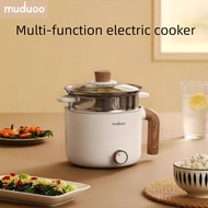 Muduoo Multifunction Electric Cooker 1.5L Dormitory Student Small Electric Cooker electric cooking pot Multifunctional bowl Small stew pot Integrated Instant Noodle Hot Pot soup pot Mini electric steamer Nonstick pan Multifunction cooking pot gift