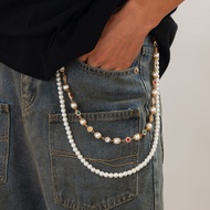 Hip Hop Accessories, Pearl Flower Pants Chain, Men's Hip-hop Niche Jeans Chain, Men's Waist Chain