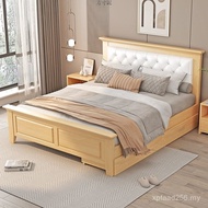 Double Bed 1.2 Economical Household Rental Room Modern Simple Bed Frame Rice Solid Wood Bed 1.5 Bedr