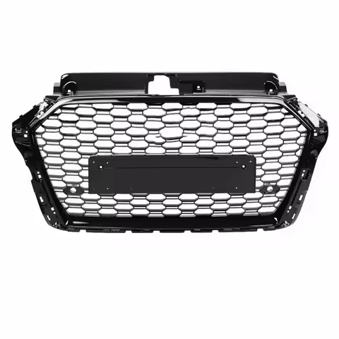 For RS3 Style Front Sport Hex Mesh Honeycomb Hood Grill Gloss Black for Audi A3/S3 8V 2017-2019 Car 