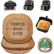 100 Pcs Non-Stick Disposable Parchment Paper Pads Air Fryer Liners Compatible with Ninja AG301 Indoo