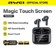 Awei T56 Bluetooth Earphones Smart Touch Screen ANC+ENC Noise Cancelling Wireless Earbuds with Mic