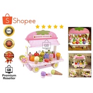 GB-STORE 100%[ORIGINAL] WOODEN TOYS STRAWBERRY ICE CREAM SHOP ON WHEEL