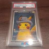 PSA9級梵谷版皮卡丘戴灰色氈帽宣傳寶可夢卡牌，僅一位擁有者，經日本分公司認證，全新