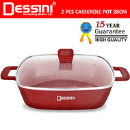 DESSINI ITALY WPSP-28 Granite Die Cast Aluminium Non Stick Casserole Pot Bowl Deep Fry Pan Cookware 