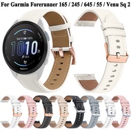 18mm 20mm Leather Watch Strap For Garmin Forerunner 165 645 245 55 Wristband For Venu 3S 2S Sq 2 Plus Vivoactive 4S 5 3 Bracelet