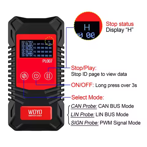 CAN-L, Read Baud Rate, For Automotive Diagnostic Tool WOYO PL007 CAN LIN PWM Tester, Auto-recognize 
