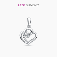 LAZO DIAMOND Minimalist Intertwined Hearts Diamond Pendant in 9k White Gold
