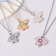 LKBENNETT 4pcs/set Best  Forever Necklace, Necklace Combination Rhinestone Jigsaw BFF Necklace, Spli