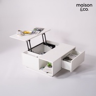 SB Design Square MAISON CO. โต๊ะกลาง มัลติฟังก์ชั่น ขนาด 80 ซม. รุ่น Lacuna สีขาว (80x65x32 ซม.)