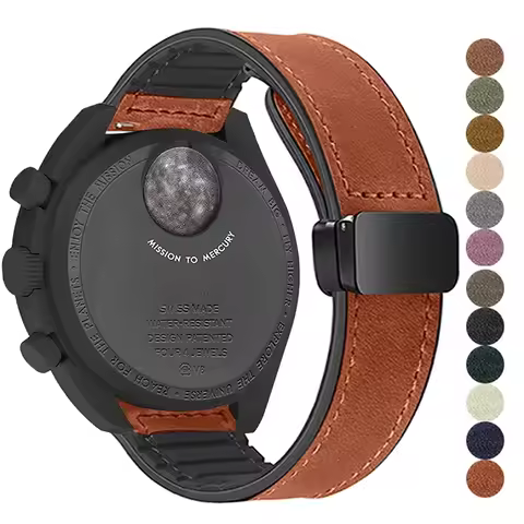 20mm Silicone Leather Watch Strap For Omega X Swatch Common MoonSwatch Saturn Moon Series Constellat