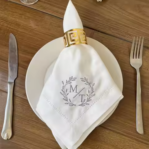 1Piece Personalized Custom Embroidered Napkins for Weddings, Birthdays, Parties, Diverse Styles, and