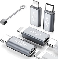LERTOSEN Lightning Female to USB-C Male Adapter &amp; USB-C Female to Lightning Male Adapter (4 Pack) for iPhone Series and More Lightning &amp; USB-C Devices,Support Charge &amp; Data Sync,Not for Audio/OTG