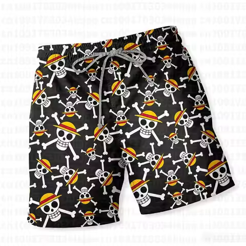 One Piece Anime 3D Print Beach Shorts Men Quick Dry Swim Trunks Devil Fruit Straw Hat Pirates Casual