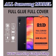 WCW all SAMSUNG MODEL 9H HARDNESS CLEAR & 21D FULL COVERAGE TEMPERED GLASS