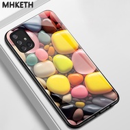 Case For Samsung A71 4G A71 5G A91 Colorful Stone Pattern Glass Phone