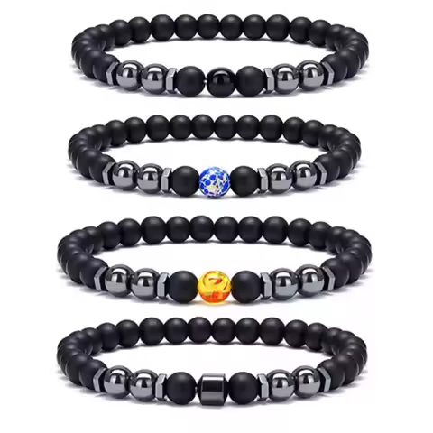 Anti-Swelling Black Obsidian Anklet Bracelet Treatment Adjustable Weight Loss Magnetic Therapy Magne