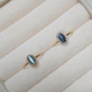 限量現貨 - 亞歷山大變色貓眼石 單顆包鑲 爪鑲加鑽 純 18K 金戒