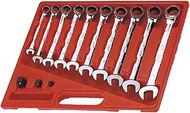 JTC JTC3028 Gear Wrench Set, 10 Pieces, Hand Tool, Tool Set, Gear Wrench, Straight, 72 Gears, 8 to 1