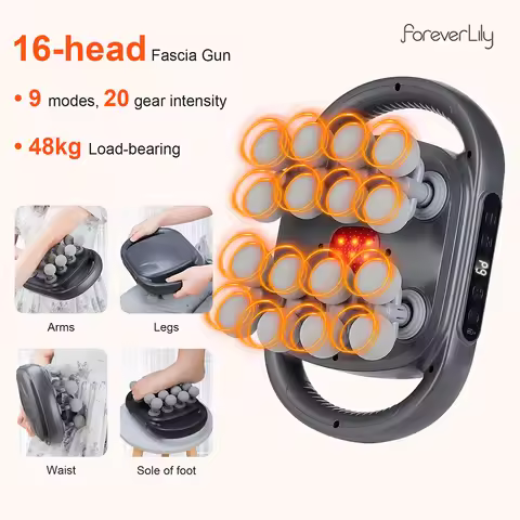 16-Head Fascia Gun High-Frequency Vibration Body Massage Gun Waist and Back Massager Neck Shoulder M