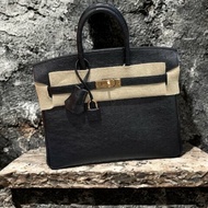 【極美天菜】HERMES 25CM 黑金 鴕鳥皮 BIRKIN  全新商品