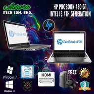 ( HP INTEL I34G LAPTOP ) Intel i3 4th gen HP ProBook 450 G1 Laptop / 4GB-8GB RAM/250GB HDD/120GB-480GB SSD/15.6" SCREEN
